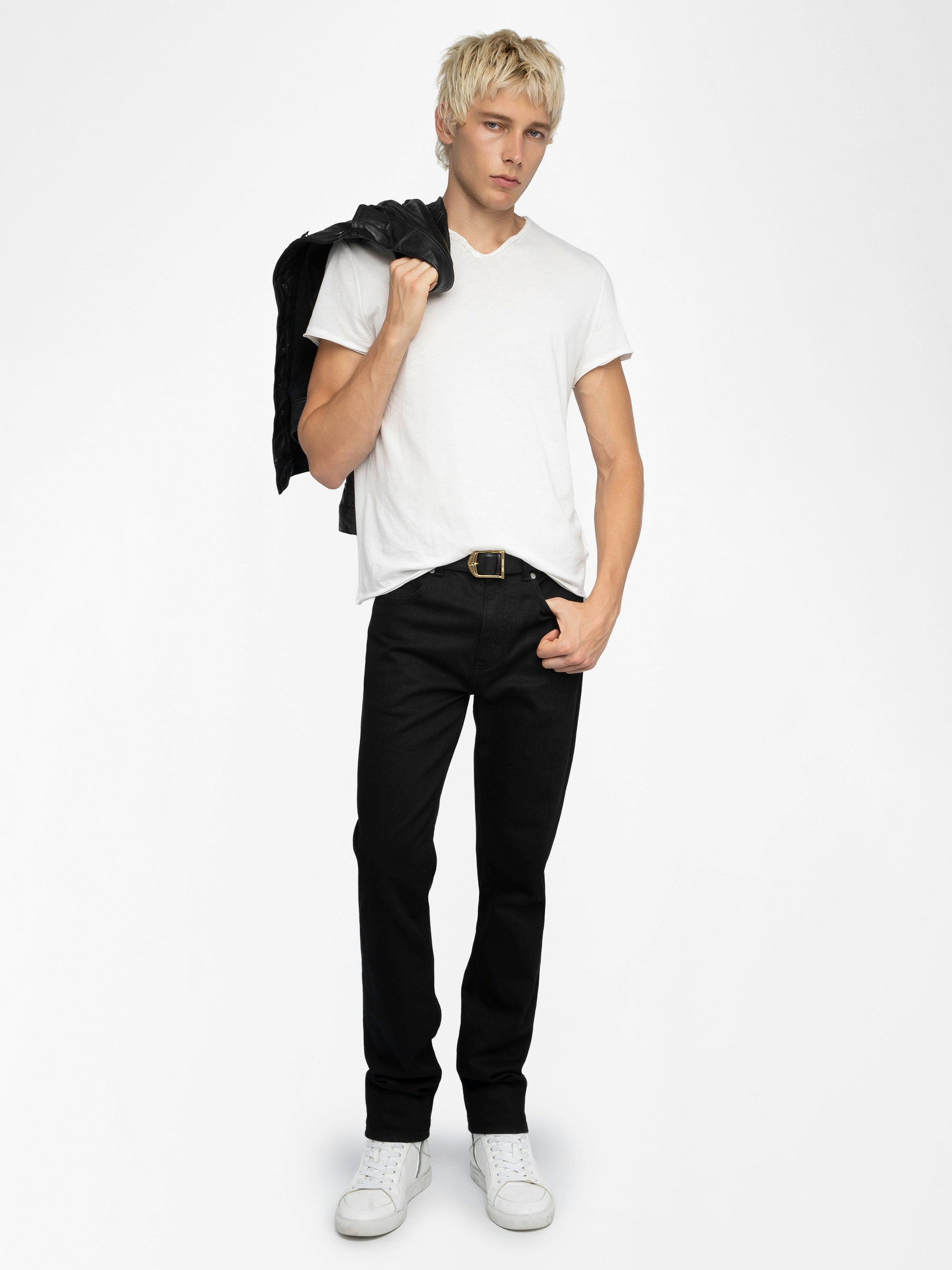 Henley-Shirt Monastir - T-Shirt mit tunesischem Kragen aus Baumwolle.